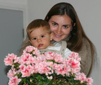 Olga, Maxim, and flowers