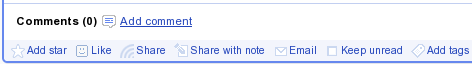 Google Reader item options