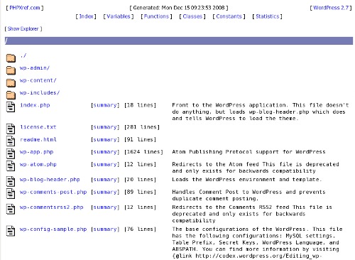 WordPress at PHPXref.com