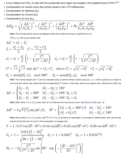 CIEDE2000 math