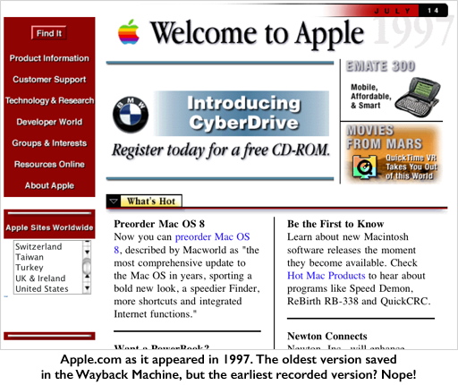 Screenshot of Apple.com website